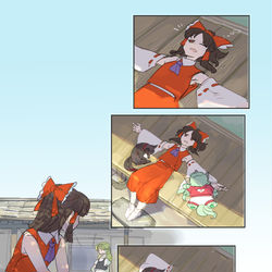 This is a pixiv picture whose title is 両袖奪わ霊夢　ほか.