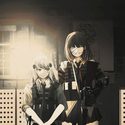 This is a pixiv picture whose title is HK416&M16A1.