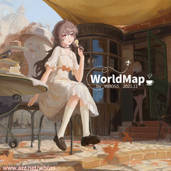 This is a pixiv picture whose title is WorldMap·Cafe Terrace|旅行日记·下午茶.