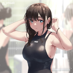 This is a pixiv picture whose title is 目で追ってしまってたクラスの女子.