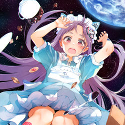 This is a pixiv picture whose title is メイドちゃん宇宙へ行く.