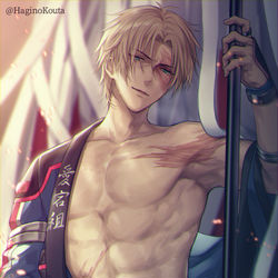 This is a pixiv picture whose title is 藍之介（消防団）.