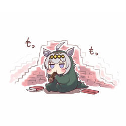 This is a pixiv picture whose title is ポッキーの日を満喫する芦毛の怪物.