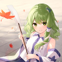This is a pixiv picture whose title is 原作寄りヘアーの早苗さん.