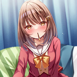 This is a pixiv picture whose title is 「あの…しませんか…？」.
