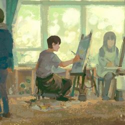This is a pixiv picture whose title is 予備校.