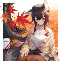 This is a pixiv picture whose title is 紅葉の秋.
