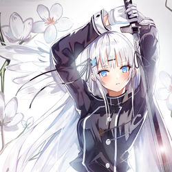 This is a pixiv picture whose title is 花裂くブラックブレード.