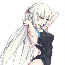 This is a pixiv picture whose title is 競泳水着のモルガン.