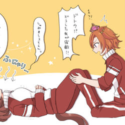 This is a pixiv picture whose title is 一緒にストレッチするメイショウドトウとテイエムオペラオー.