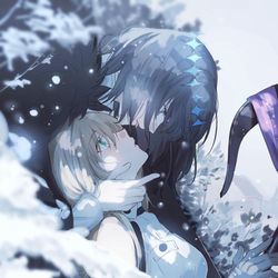 This is a pixiv picture whose title is 冬の王と妖精.