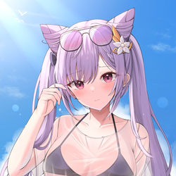 This is a pixiv picture whose title is 水着刻晴.
