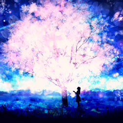 This is a pixiv picture whose title is 夜桜.