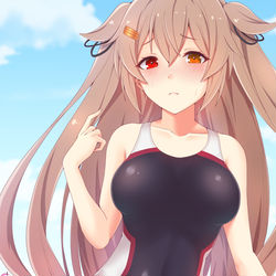 This is a pixiv picture whose title is 競泳水着は恥ずかしいっぽい.