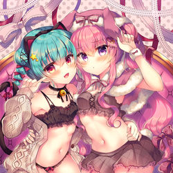 This is a pixiv picture whose title is うさねこもふもふ.
