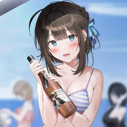 This is a pixiv picture whose title is 濡れ👙🍺.