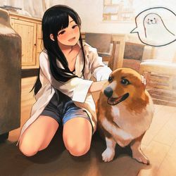 This is a pixiv picture whose title is 犬耳であそぼう.