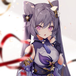 This is a pixiv picture whose title is 刻晴ちゃんHappybirthday🎂 💜.