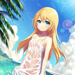 This is a pixiv picture whose title is 空が青すぎて.