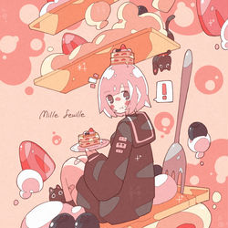 This is a pixiv picture whose title is 「ミルフィーユ系女子🍰」.