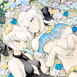 This is a pixiv picture whose title is 水着ブリテン姉妹.