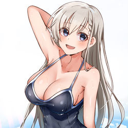 This is a pixiv picture whose title is 成長期スク水久川颯.