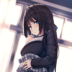 This is a pixiv picture whose title is たくし上げ制服娘.