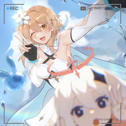 This is a pixiv picture whose title is 【原神】荧妹和派蒙一起自拍.