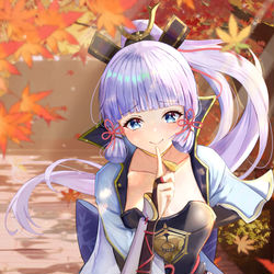 This is a pixiv picture whose title is 神里綾華と紅葉デート.