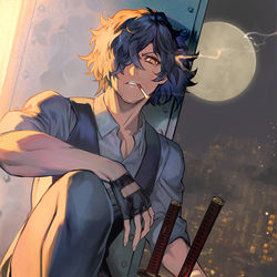 This is a pixiv picture whose title is スーツ岡田以蔵.