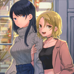 This is a pixiv picture whose title is １ＲＴで仲悪いノンケ女子たちが１秒キスするシリーズ７.