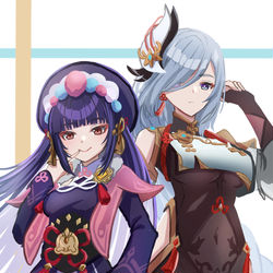 This is a pixiv picture whose title is 申鶴と雲菫.