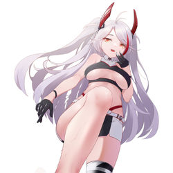 This is a pixiv picture whose title is 欧根亲王：“指挥官的工作”.