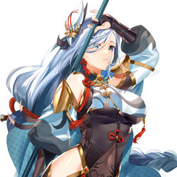 This is a pixiv picture whose title is 申鶴.