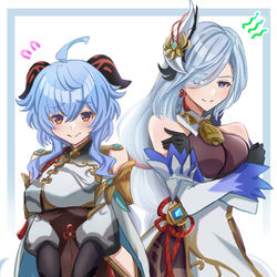 This is a pixiv picture whose title is 甘雨と申鶴.