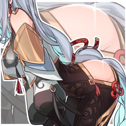 This is a pixiv picture whose title is 申鶴.