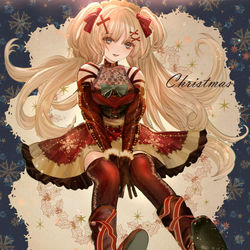 This is a pixiv picture whose title is 雪と星のクリスマスワンピース.
