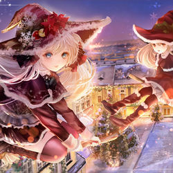 This is a pixiv picture whose title is クリスマスの魔女の町.