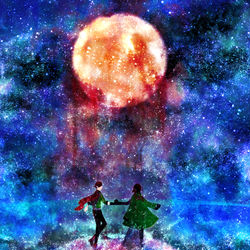 This is a pixiv picture whose title is 血に染る月  静かの海.