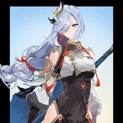 This is a pixiv picture whose title is 申鶴.