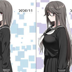 This is a pixiv picture whose title is くらい子１周年.