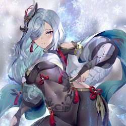 This is a pixiv picture whose title is 申鶴.