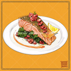 This is a pixiv picture whose title is Baked Salmon.