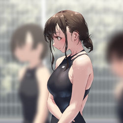 This is a pixiv picture whose title is 目を惹かれる長身の女子.