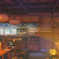 This is a pixiv picture whose title is レストランのインテリア  日没.