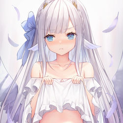 This is a pixiv picture whose title is 寝坊した子はお腹見せてください.