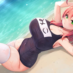 This is a pixiv picture whose title is スク水みこち.