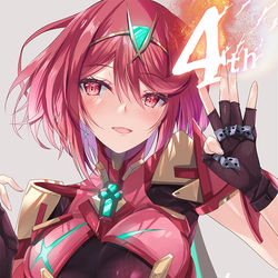 This is a pixiv picture whose title is 4周年おめでとうホムラちゃん.