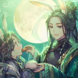 This is a pixiv picture whose title is 月兎師弟.