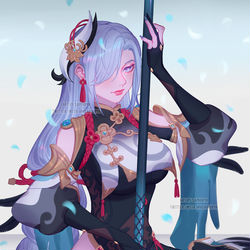 This is a pixiv picture whose title is 申鶴.